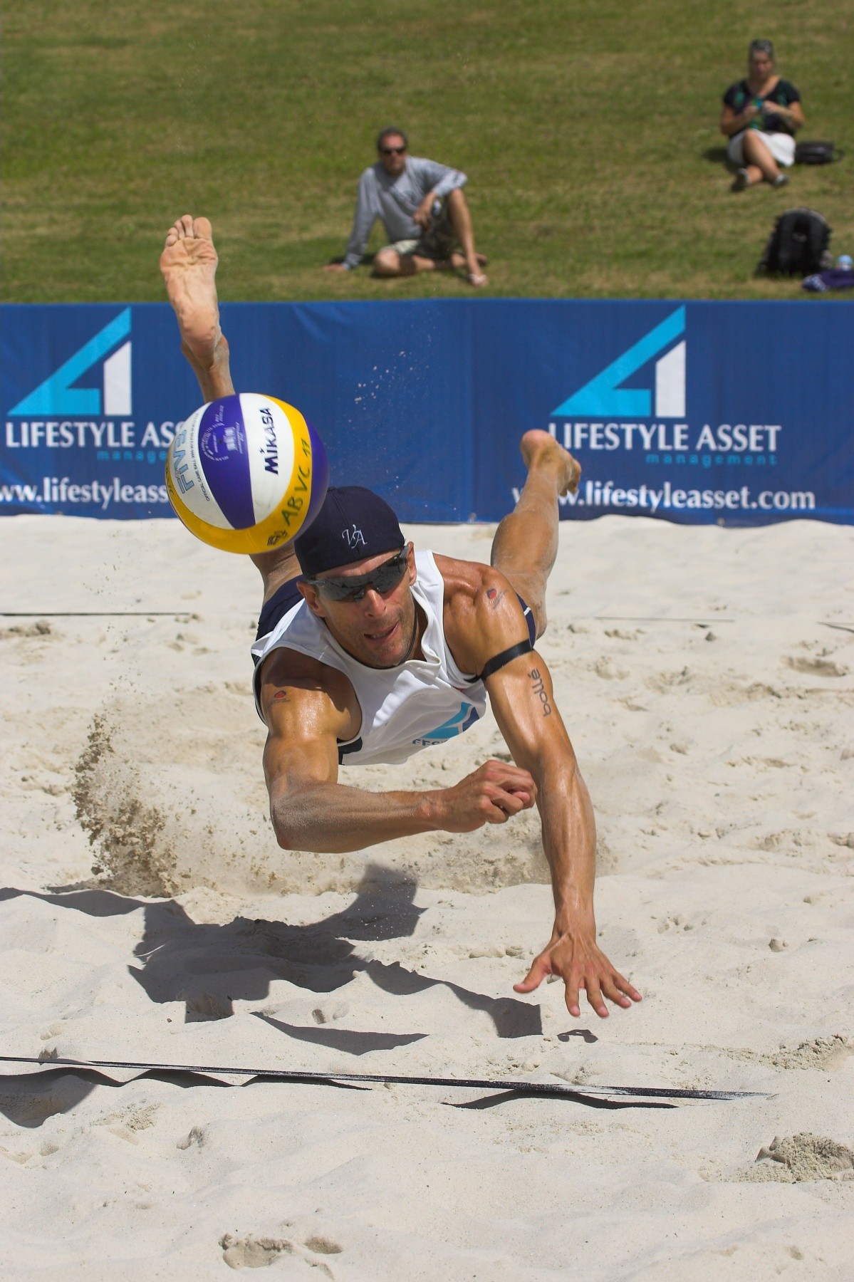triple olympian josh slack dives for the ball